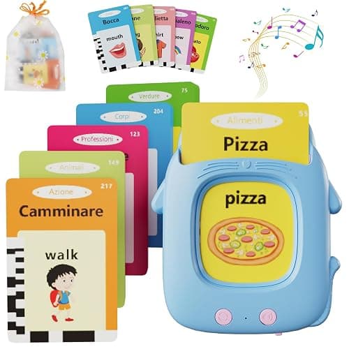Carte Flash Parlanti, Electight Gioco Educativo per Bambini 3-7 Anni, Macchina di Carte con 224 Parole, Apprendimento Lingua, Gioco per Autismo, Regalo di Compleanno, Blu - Image 1