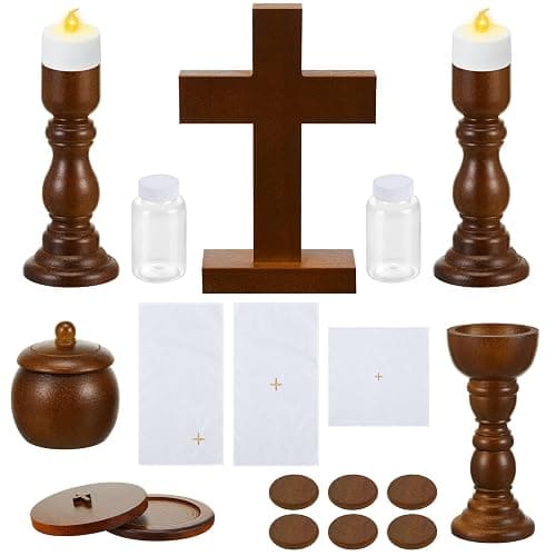 Sliner Catholic Gifts for Kids Mass Kit Wooden Mass Play Set My First Communion Gift Catholic Toys Set Baby Holy Baptism Gifts for Christmas Priest Churches Birthday Easter Party Decor(Natural Color) - Image 1