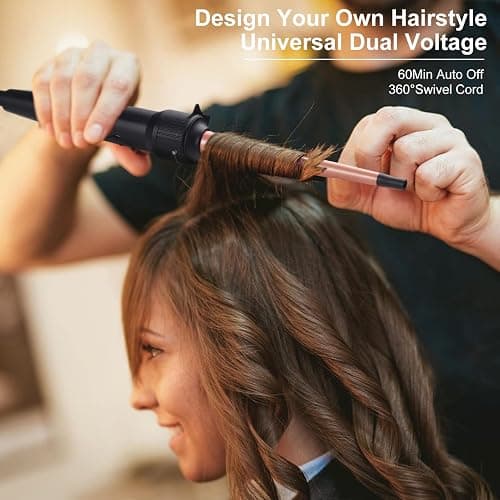 5 in 1 Curling Wand Iron Set - EMOCCI PRO Instant Heat Long lasting Hair Waver Iron Straightener and Curler 2 in 1 with 5 Interchangeable Ceramic Tourmaline Barrels for All Curly and Wavy Hairstyle thumbnail 5