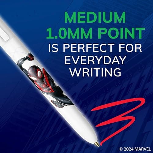 BIC 4-Color Retractable Ballpoint Pen with Marvel's Spider-Man Theme, Versatile Medium Point, 3-Count in Assorted Ink thumbnail 5