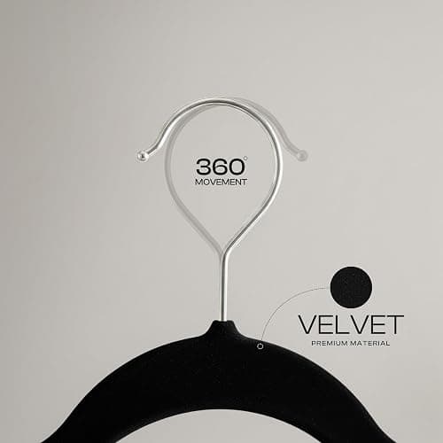 Utopia Home Pack of 50 Premium Non Slip Velvet Hangers 360 Degree rotatable Hook Durable & Slim Coat - Pant Hangers - Black thumbnail 7