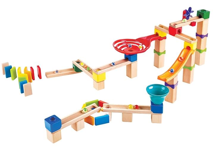 Hape Marble Run Race Track | Wooden DIY Marble Run Set with Dominoes, STEAM Educational Learning Toy, 81 Pieces, for Kids 3 Years+ thumbnail 3