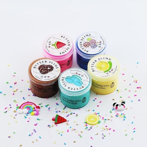 5 Pack Butter Slime Kit,Birthday Gifts for Kids,Party Favor for Girls & Boys,Non Sticky,Super Soft Sludge Toy thumbnail 4