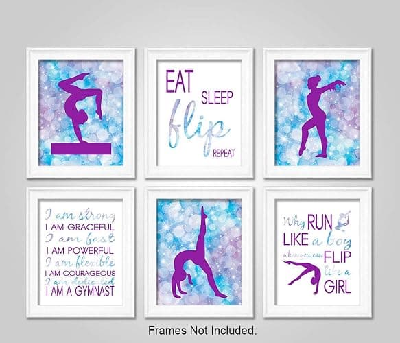Mirabuy Set of 6 Unframed Gymnastics Wall Art, Gymnastics Wall Decor, Gymnast Wall Art (8" x 10") thumbnail 2