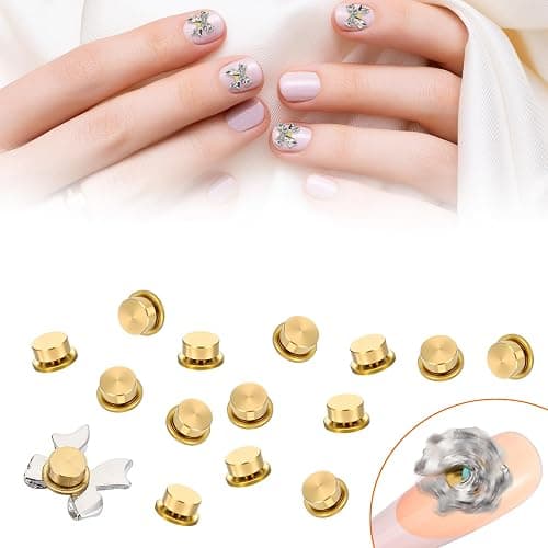 30 PCS Rotating Nail Charms Nail Art Rotating Charm Bearing for Nails Art Designs, Jewelry Rotat Tools for Women DIY Crafting Jewelry Accessories, Gold thumbnail 6