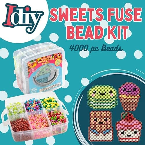 Fuse Beads Super Value Kit- 4000 Beads- Sweet Treats- Includes 17 Colors, 2 Peg Boards, Tweezers, Ironing Paper & Design templates- DIY Art Craft Project for Kids Vacation, Camp, Birthday Party Gifts thumbnail 2