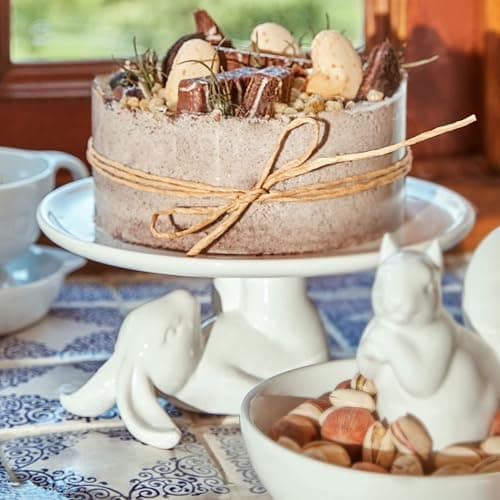 LA JOLIE MUSE Cupcake Stand, Easter Decorations, Ceramic Dessert Plates for Eggs and Cookies, Bunny Candy Dish Gifts, 8.3 Inch White thumbnail 6