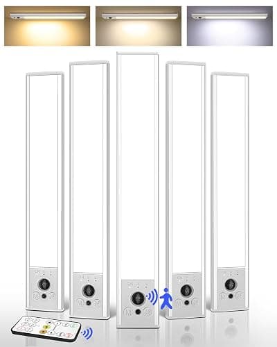 EZVALO 5 Pack Under Cabinet Lighting, 2400mAh Rechargeable Motion Sensor Light, 10inch Magnetic Closet Lights with Dimmable & 3 Color Temps, Wireless Motion Activated Lights with Remote for Kitchen - Image 1