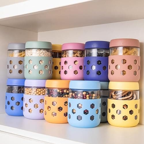 Gemice 6-Pack 16oz Glass Mason Jars with Silicone Sleeves, Airtight BPA-Free Overnight Oats Containers with Lids, Dishwasher Safe Leak-Proof Meal Prep Jars for Chia Pudding, Yogurt, Snacks thumbnail 9