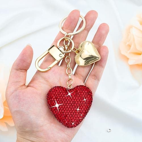 Heart Keychain Cute Bling Rhinestone Key Chain For Car Keys Bag Charms Purse Charms Accessories thumbnail 3