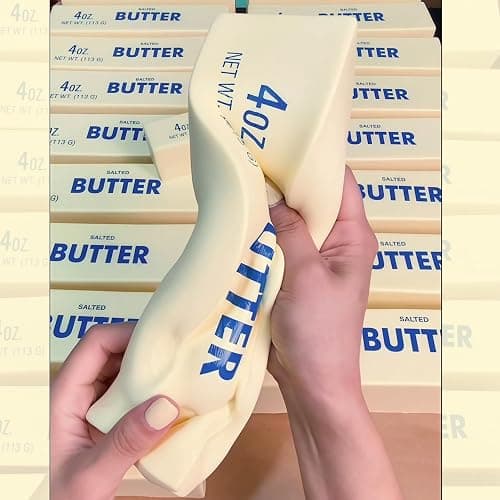 9.5 Inch Butter Squishy Toys, Large Super Soft Butter-Shaped Slow Rising Squishy, Sticky Butter Sticks Squeeze Toys, Realistic Food Squishies Fidget Toys for Decompression Anxiety Relaxation (1 Pcs) thumbnail 2
