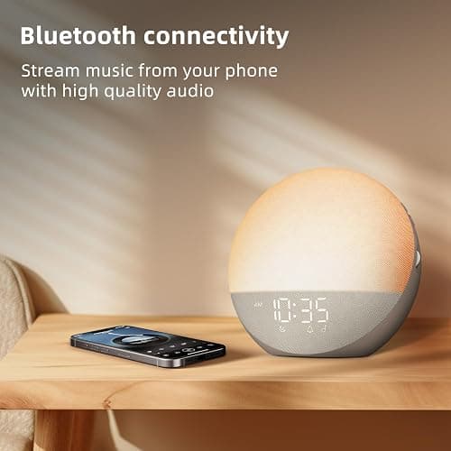 Odokee Sunrise Alarm Clock White Noise Machine: Natural Wake Up Light | Dimmable Clock with Bluetooth Speaker for Bedroom - 25 Sleep Sounds for Baby Adults Kids Cocoa thumbnail 3