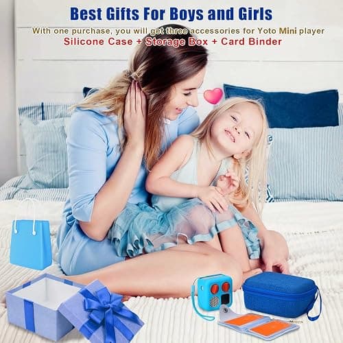 YouKnow Hard Case and Silicone Cover for Yoto Mini Player, Kids Audio Music Accessory with Card Case Holder for up to 10 Cards (Blue) thumbnail 6