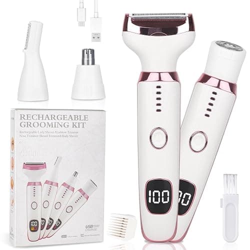 Beanify Electric Razors LED Display for Women Men, 2025 Wet/Dry Lady Electric Shaver,4 in 1 Cordless Hair Remover with IPX7 Waterproof,Smooth & Silky Portable Bikini Electric Grooming Set - Image 1