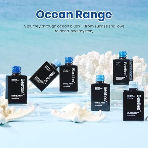 Beetles Blue Gel Polish Set, Ocean Range, 6 Colors Blue Gel Nail Polish Set | Light Dark Navy Blue Shades, Soak-Off UV LED, Long-Lasting Nails Art for Salon, Home DIY & Holiday Manicures thumbnail 6
