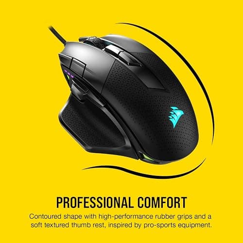 Corsair NIGHTSWORD RGB Gaming Mouse for FPS, MOBA - 18,000 DPI - 10 Programmable Buttons - Weight System - iCUE Compatible - Black thumbnail 5