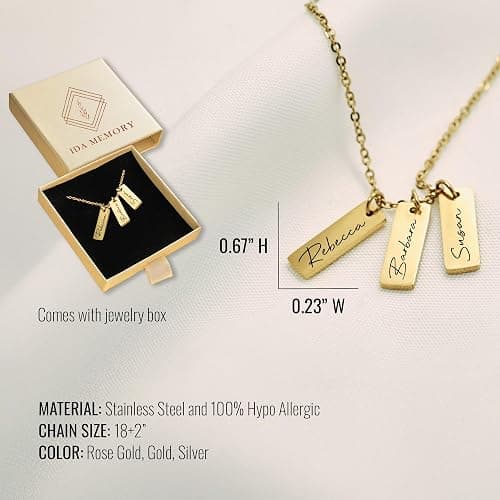Multiple Name Charm Necklace – Custom Engraved Family Jewelry for Women – Personalized Necklace with Kids’ or Grandkids’ Names – Christmas or Birthday, Mothers Day Gift for Mom, Wife, or Grandma thumbnail 8