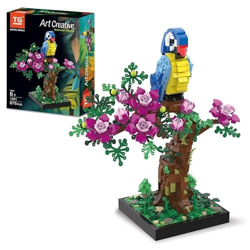TG BLOCKS Micro Brick Flower Parrot Toy Building Sets, Home Decor and Office Art Creative Gift, DIY Plant Model for Adults, for Teens Ages 8+ Kids - Image 1