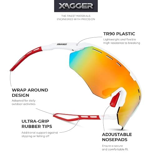 Xagger Sports Sunglasses for Men Women Cycling Baseball Running Sun Glasses UV400 Protection Wrap Around TR90 Frame thumbnail 2