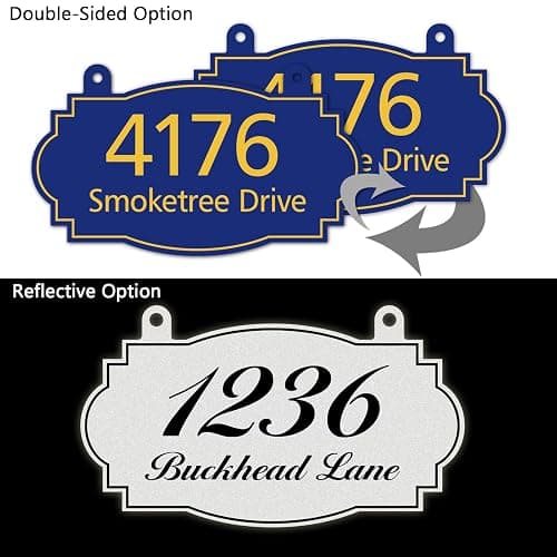 Custom Hanging Address Sign, Metal House Number for Outdoor, Mailbox Number, Address Plaque (13" x 7.5"), Yard Sign, Displays Street Name, High Visibility, Easy Install, Multiple Colors and Fonts (A1) thumbnail 7