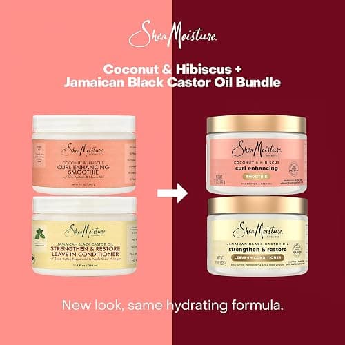 SheaMoisture Leave-In Conditioner Bundle, Coconut & Hibiscus Curl Enhancing Smoothie for Curly Hair, Frizz Control + Jamaican Black Castor Oil Strengthen & Restore for Hair Repair thumbnail 9