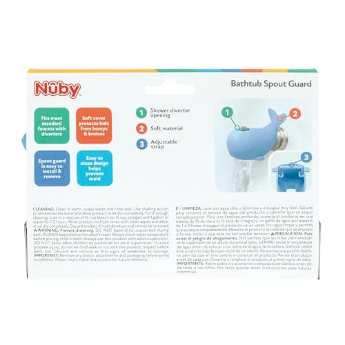Nuby Bathtub Safety Spout Guard - Compatible with Most Standard Faucets - Bath Toys - Whale thumbnail 7