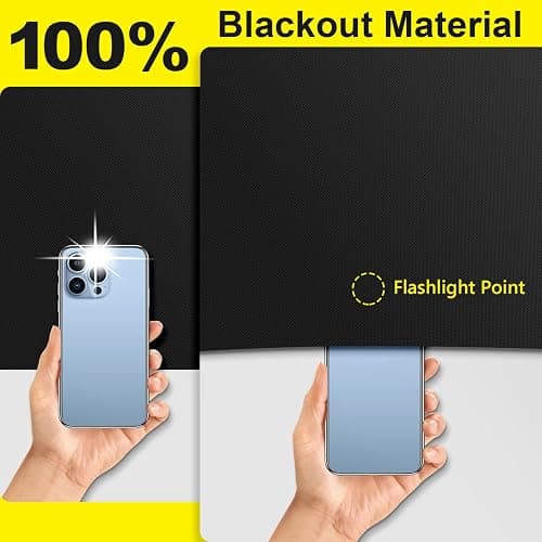 FADOTY Blackout Curtains for Bedroom, Portable 100% Black Out Window Cover Film, Cuttable Blackout Shades Fabric Sheet, No Drill Window Blinds, Sun Heat Light Blocker for Travel Media Dorm, 57'' W thumbnail 3