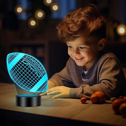 Linkax Football Gifts Stocking Stuffers for Kids Teens Boys Girls, Rugby 3D Illusion Night Light Christmas Gifts for Kids, 6 7 8 9 10 11 12 13 Year Old Birthday Presents Room Decor, Toys for Ages 8-13 thumbnail 6