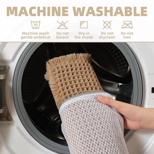 Upgraded Waffle Bath Mat Non Slip Super Absorbent Quick Dry Bath Mats for Bathroom Floor Machine Washable Bathroom Mat Ultra Soft Boho Bathroom Rugs with Tassels Beside Tub, 17" x 24", Brown thumbnail 6