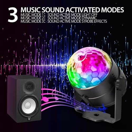 NEQUARE Disco Ball DJ Party Lights Sound Activated with Remote Control Strobe Lamp 7 Modes Stage Light for Home Room Dance Parties Karaoke Halloween Christmas Birthday Decorations[3-Pack] thumbnail 6