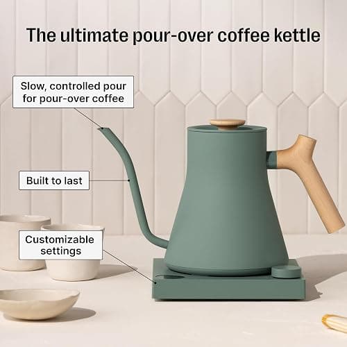 Fellow Stagg EKG Pro Electric Gooseneck Kettle - Pour-Over Coffee and Tea, Quick Heating, Precise Temperature Control, Scheduling, Built-in Brew Timer, Smoke Green with Maple Wood Handle, 0.9 Liter thumbnail 5