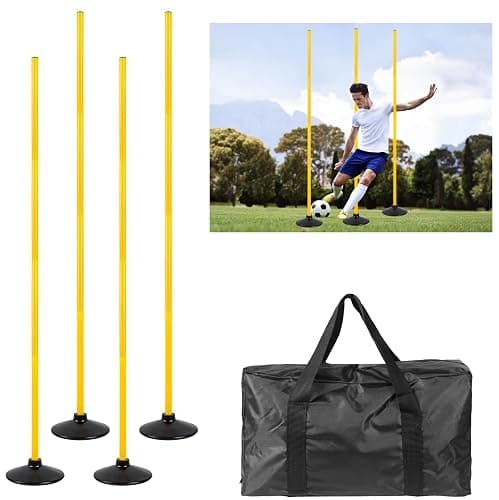 Desyeryamimi 5 FT Agility Training Poles for Soccer/Dog/Horse,Adjustable Football Basketball Speed and Agility Training Equipment,Set of 4 with Round Rubber Base - Image 1