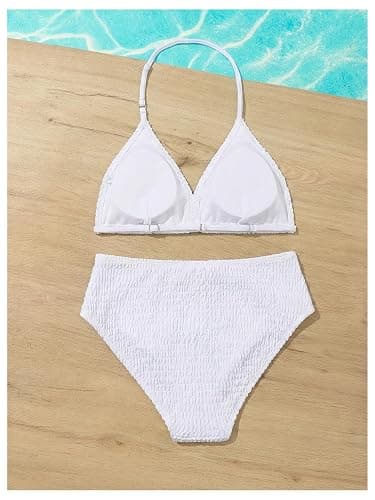 RoseSeek Girl's Tie Dye Smocked 2 Piece Swimwear Sets Backless Halter Bikini Cute Brief Bathing Suit thumbnail 2
