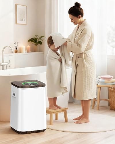Hot Towel Warmers for Bathroom, Large Blanket Warmer for Home, 23L Heated Towel Warmer Bucket with 24h Delay Timer, Safety Child Lock, Auto Shut Off,LED Screen & U-Shaped Light, Luxury Wooden thumbnail 2