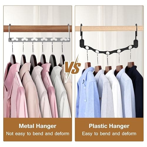 Space Saving Hangers for Clothes 6 Pack, Sturdy Metal Hangers Wardrobe Organizer, Magic Cascading Hanger, Closet Space Saver Closet Organizers and Storage thumbnail 5