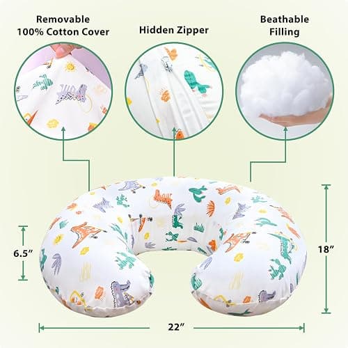 Resylp Nursing Pillow, Breast Feeding Pillows for Women, Removable Cotton Cover with Breathable Firm Fill, Baby Feeding Pillow for 0-12 Months, Breastfeeding Pillows, Machine Washable thumbnail 2