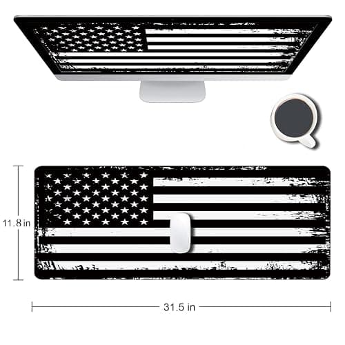 Armanza Large Mouse Pad, Gaming Mousepad with Stitched Edges, Non-Slip Rubber Base Keyboard Mouse Mat Desk Pad for Work, Game, Office, Home, 31.5 x 11.8 in, American Flag thumbnail 6