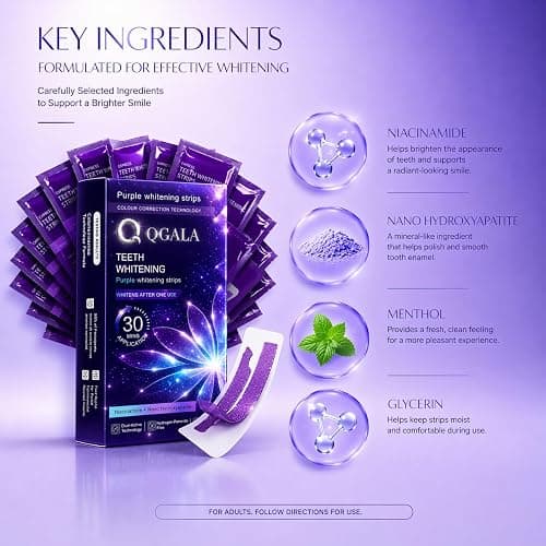 Purple Teeth Whitening Strips, Teeth Whitening Strips Removes Yellow Stains & Bad Breath, Gentle Teeth Whitening in 30 Minutes, Enamel Safe for Sensitive Tooth, Non-Slip Mint, 28 Strips (28 Strips) thumbnail 6