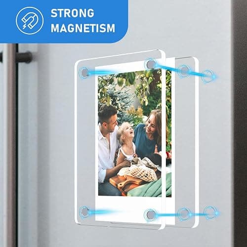 Lzerking 21 Pack Acrylic Magnetic Picture for Refrigerator, Polaroid Frame | 2.36x3.54 Inches for Fujifilm Instax, highly transparent, strong magnetism, round corner design, with peel-off tabs thumbnail 7