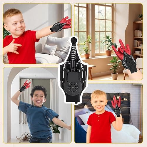 Preympia Spider Web Shooter with Gloves - 8FT Web Launcher for Kids, Spider Silk Slinger Wrist Toy for Superhero Funs (Black) thumbnail 5