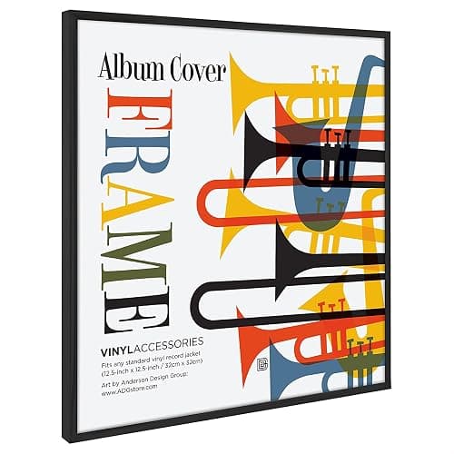 Americanflat 12.5x12.5 Album Frame with Plexiglass - Set of 4 - Record Album Frame for Vinyl LP Covers or Vinyl Records - Brooklyn Portrait Collection - Aluminum Record Frames for Wall - Black thumbnail 5