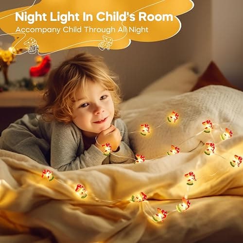 Coquimbo Mushroom Lights Room Cottagecore Decor: Christmas Stocking Stuffers Gifts for Teen Girls Boys, 10FT 30LED Fairy Lights Battery Operated Cute Mushroom Lamp Decorations for Bedroom Dorm Wedding thumbnail 5