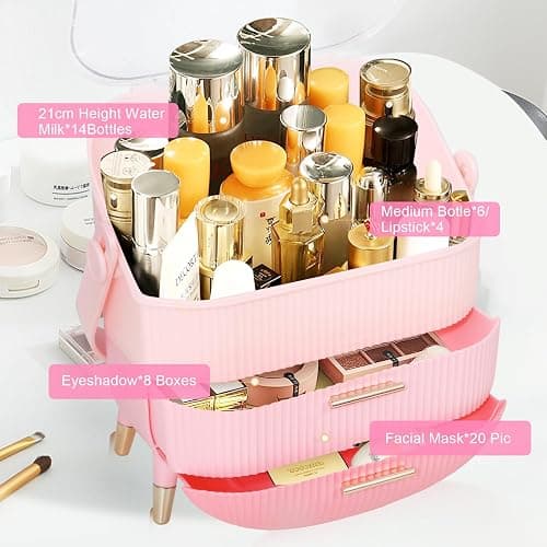 MASSY Egg Shape(Oval) Makeup Storage Box, Countertop Portable Vanity Cosmetics Organizer Preppy thumbnail 3