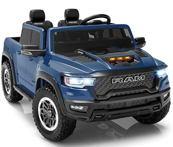 First Ride On 24V Ride On Toys for Big Kids, RAM 1500 RHO 2 Seater Ride on Car w/Remote, Battery Powered Truck w/ 4 Wheels Suspension, Toddler Car w/Bluetooth, LED Lights, Trunk & High Doors - Image 1