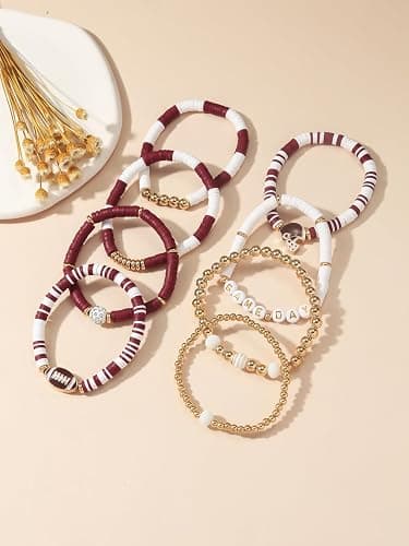 Artlunar Game Day Football Charm Bracelet: Stackable Sports Jewelry for Moms & Dads - Perfect for Football Fans thumbnail 3