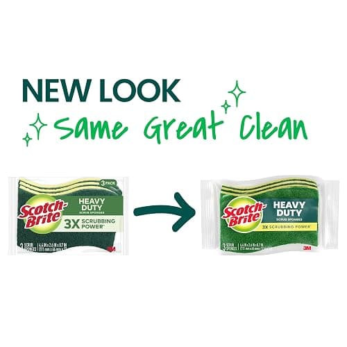 Scotch-Brite Heavy Duty Scrub Sponge, 12 Kitchen Sponges, Designed for Tough Messes in the Kitchen, Lasts 3X Longer*, Best for Cast Iron Skillets, Outdoor Grills, Flexible, Durable & Strong thumbnail 3