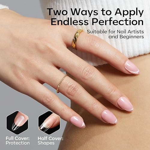 modelones Short Almond Nail Tips, 360pcs Pre-etched Clear Soft Press On Fake Nails Full Cover Half Matte Acrylic Gel Tips Extension for Salon & Home Use 15 Sizes thumbnail 5