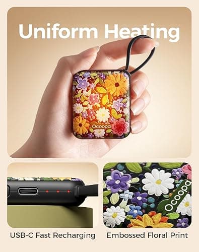 Ocoopa Hand Warmers Rechargeable UT5 Nano – Slim Electric Pocket Heater, Smart Temp Control, 14Hrs Battery, UL Safety, Artists in Bloom Design, Practical Gifts for Women, Christmas, Outdoor, Office thumbnail 5
