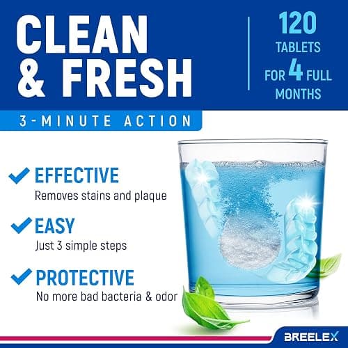 Breelex Retainer Cleaner Tablets, 120 Count for Dentures & Aligners thumbnail 7