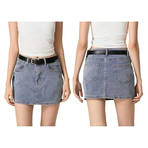 Betrodi Women Blue Denim Mini Skirt - Casual Low Rise Stretch Bodycon Micro Cargo with Pockets thumbnail 5